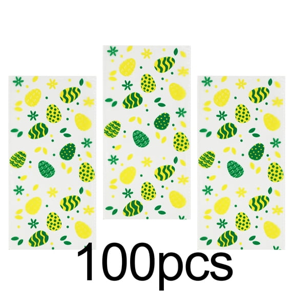 Twfbrm 100 Pcs Easter Treat Bags, Clear Plastic Cellophane Bag with Twist Ties, BPA-Free Easter Eggs Goodies Bags for Candy Cookies Snack, Party Favor & Gift Packaging for Spring Holiday