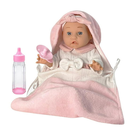 Twfbrm 12 Inch Baby Dolls Set with Clothes Bottle and Pacifier,Newborn Reborn Baby Doll with Soft Sleep Bassinet Bed Crib Pillow Blanket Pacifier Feeding Bottles Toys for Toddlers Age 3+