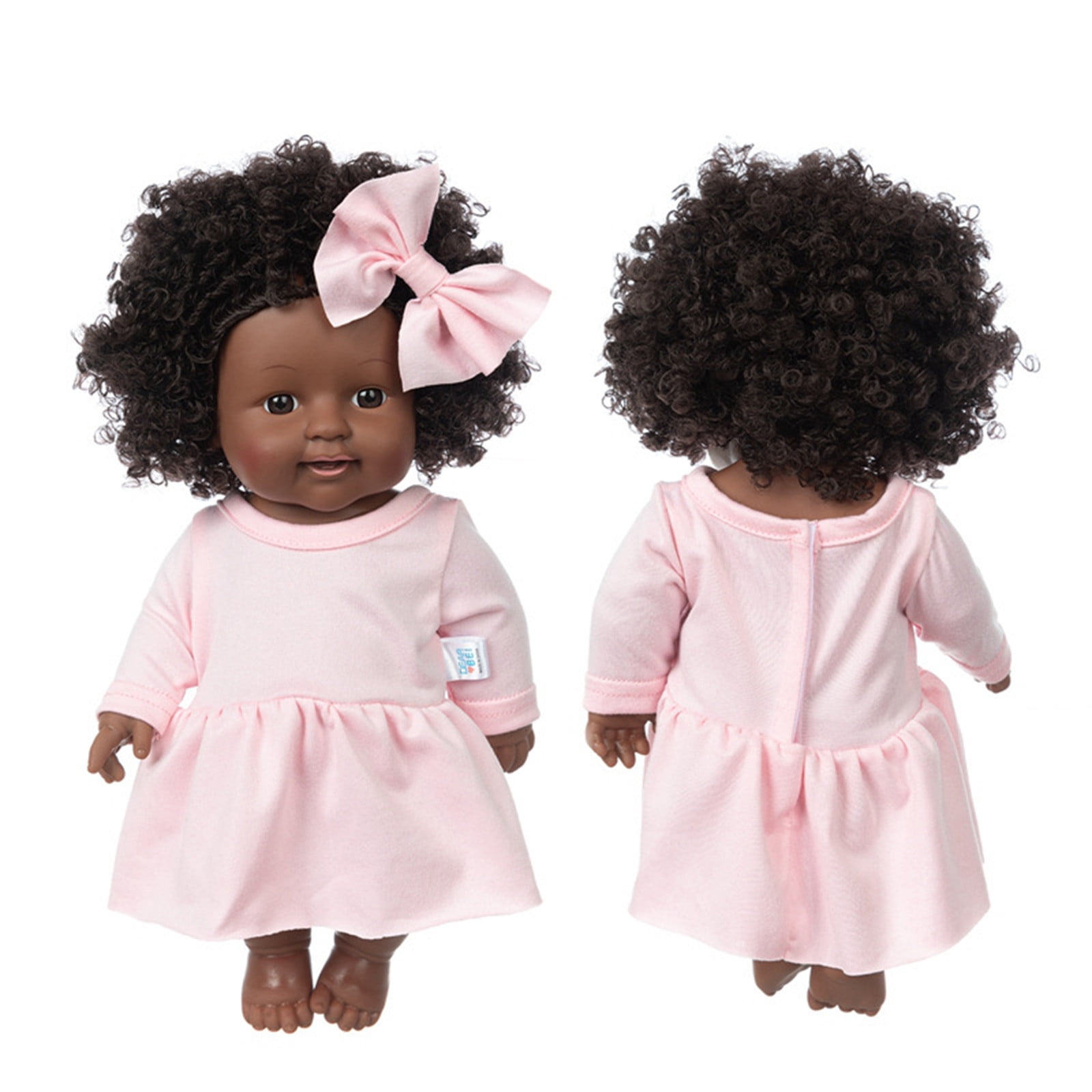 Twfbrm 12 in Lifelike Silicone Vinyl Reborn Baby Dolls, African American Baby Black Dolls, Give for Kids & Girl Holiday Birthday Gift, African Black Dolls, Baby Toys for Toddler Aged 1 2 3 4 5-Pink