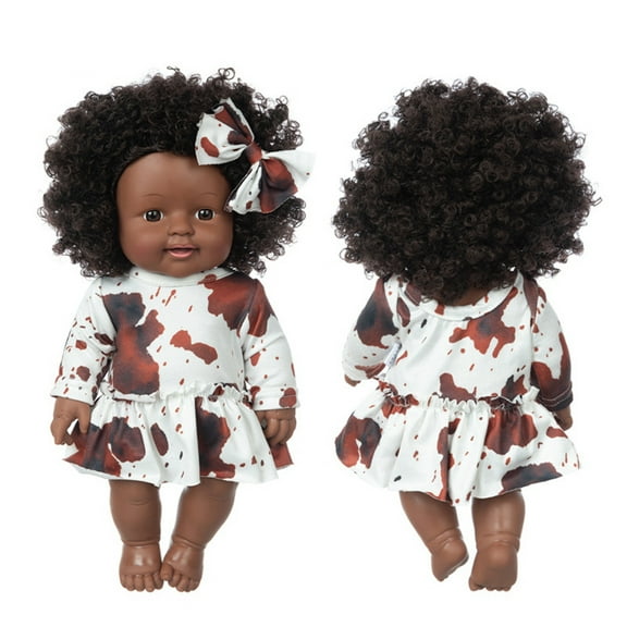 Twfbrm 12in Lifelike Silicone Vinyl Reborn Baby Dolls,African American Baby Black Dolls,Give for Kids & Girl Birthday Gift, African Black Dolls, Baby Toys for Toddler Aged 1 2 3 4 5 on Clearance-Brown