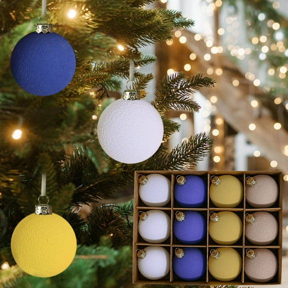 Twfbrm 12 Pack Textured Christmas Ornaments Bulk 3.14 Inch Christmas Balls Decorations Holiday Matte Textures Ball Ornaments for Christmas Tree Party Xmas Hanging Decorations Clearance