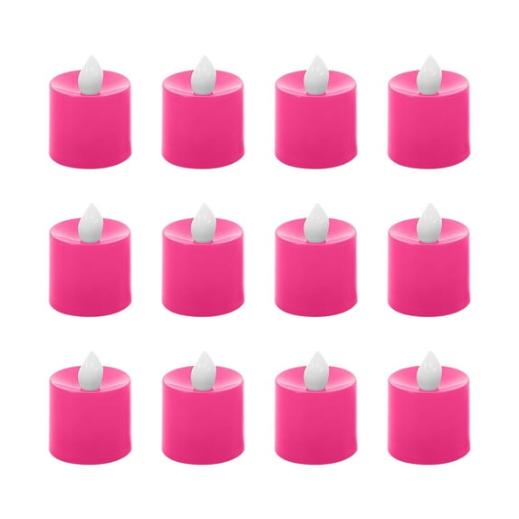 Twfbrm 12 Pcs Electronic Candles, Realistic Flickering Flameless Candle, Battery Operated Long Lasting LED Tea Lights Candles, Reusable Votive Candles for Holloween Wedding Festival(Pink)