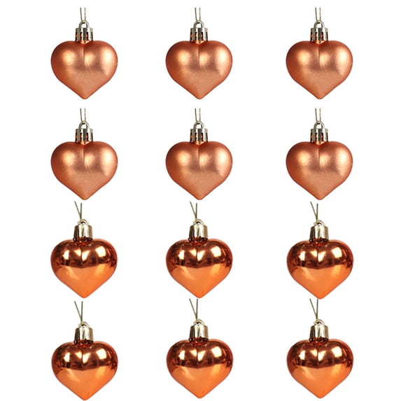 Twfbrm 12pcs Christmas Balls Heart-Shaped Christmas Ball Ornaments Christmas Tree Valentine's Day Wedding Anniversary Ornament.5CM/1.97"