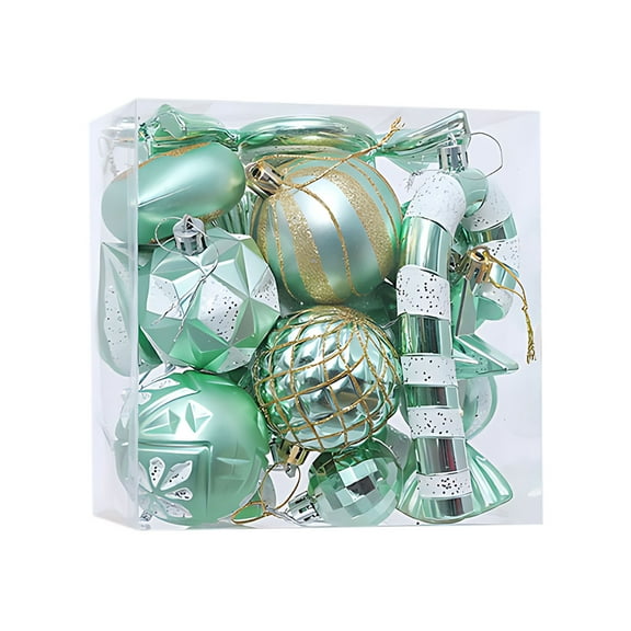 Twfbrm 16 Pcs Christmas Ball Ornaments, Christmas Decorations Shatterproof Xmas Balls for Christmas Tree Decor, Assorted Shapes&Sizes Hanging Ball for Holiday Festival Party Event (Green) on Clearance