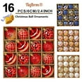 thumbnail image 1 of Twfbrm 16 Pcs Christmas Tree Balls Ornaments, 2.36" Red & Gold Shatterproof Plastic Decorative Ball Pendants, 4 Style Glitter Xmas Tree Hanging Baubles Christmas Decorations for Home Party, 1 of 7