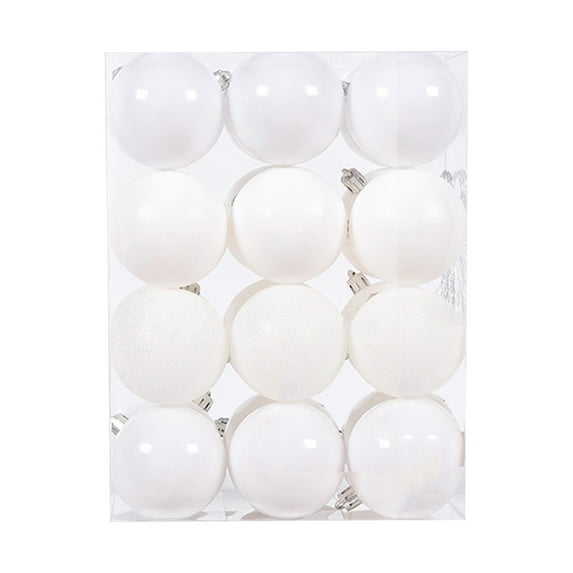 Twfbrm 16 pcs Christmas Tree Balls, 1.17" 3 Style Shatterproof Christmas Decorations Ornamentfor Christmas Tree Hanging Decorative Shiny Bauble Set for Home Party Wedding Decor - White