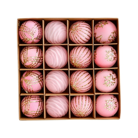Twfbrm 16PCS Christmas Ball Ornaments 6cm/2.4" Velvet Christmas Balls Christmas Ball Pendant Shatterproof Glitter Christmas Ball Set Hanging Ornaments
