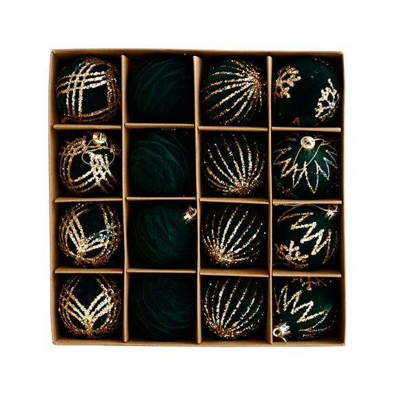 Twfbrm 16PCS Christmas Ball Ornaments 6cm/2.4" Velvet Christmas Balls Christmas Ball Pendant Shatterproof Glitter Christmas Ball Set Hanging Ornaments