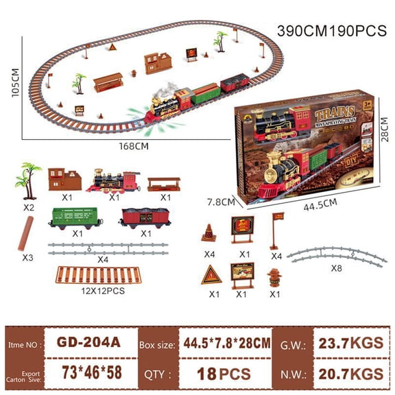 Twfbrm 190pcs Train Set-Electric Train Sets for Toddlers Classical Train Toys,Battery-Powered Locomotive Engine with Sound&Lights&Smoke,Christmas Toys Train Birthday Gift for 3-6 Yrs Kids on Clearance