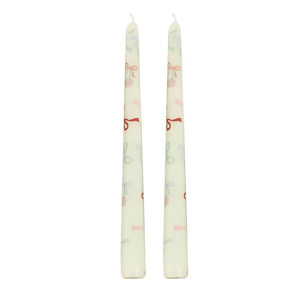 Twfbrm 2 Pack Taper Candles Set, 10 inch Paraffin Wax Bowknot Pattern Taper Candles, Dripless Unscented and Smokeless Dinner Candle Long Burning Tall Candlesticks for Wedding Party and Home