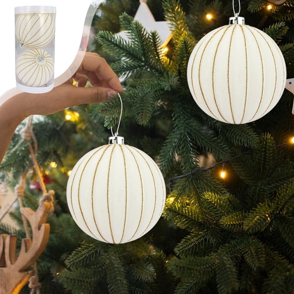 Twfbrm 2 Pcs Velvet Christmas Ball Ornaments, Christmas Decorations 6" Large Shatterproof Flocked Decorative Ball Pendants, Vintage Christmas Tree Hanging Baubles for Xmas Party Wedding Holiday