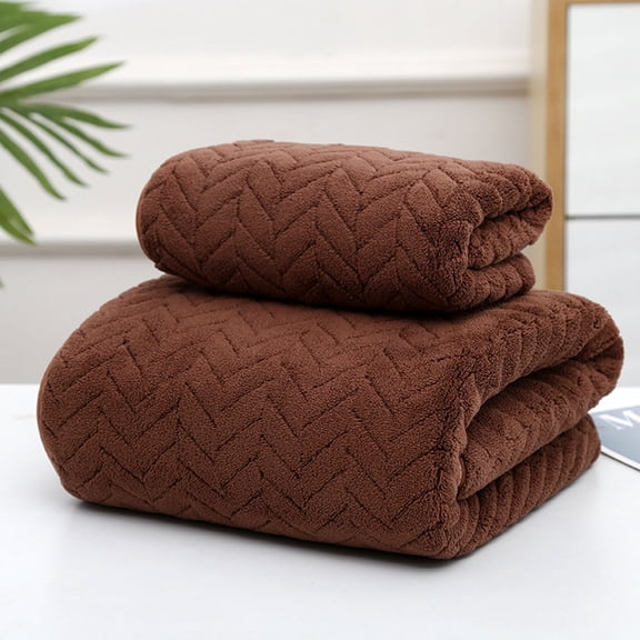 Twfbrm 2 Piece Microfiber Bath Towel Set, Coral Velvet Highly Absorbent Jacquard Bath Towels, 400GSM Ultra Soft and Lightweight Microfiber Hand Bath Towels for Bathroom Gym Beach Hotel and Spa