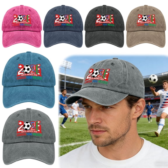 Twfbrm 2026 World Cup Soccer Hat for Men Women - Breathable Cotton Baseball Cap with Artistic Football Graphic, Adjustable Football Fan Hat Sports Tournament Souvenir Gifts - Black