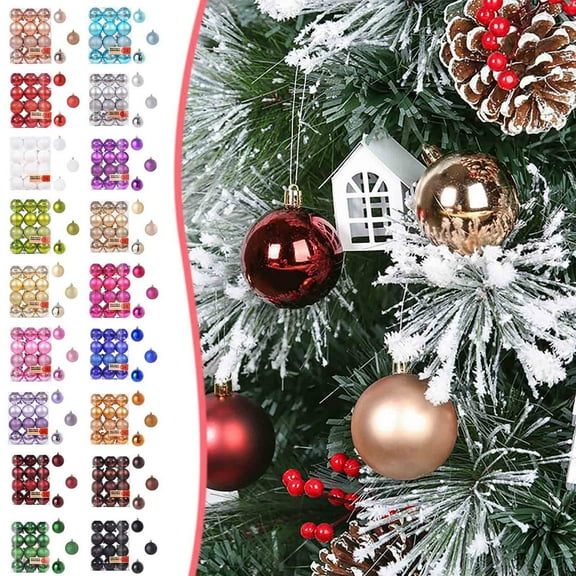 Twfbrm 24 Pcs Christmas Balls Set, 30mm/1.2" inch, Christmas Tree Hanging Shatterproof Ornaments Decoration, Christmas Hanging Balls, Seasonal Christmas Home Decoration for Tree
