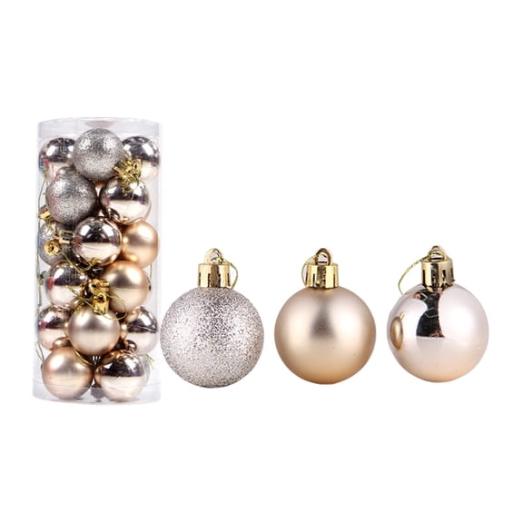 Twfbrm 24 Pcs Halloween Tree Hanging Ornaments, 1.17" Pre-Strung Xmas Tree Ornaments, Holiday Hanging Balls-Shatterproof Birthday Halloween Holiday Wedding Christmas Decorations - Khaki