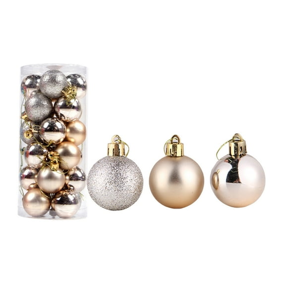 Twfbrm 24 Pcs Halloween Tree Hanging Ornaments, 1.17" Pre-Strung Xmas Tree Ornaments, Holiday Hanging Balls-Shatterproof Birthday Halloween Holiday Wedding Christmas Decorations - Khaki