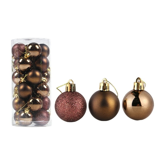 Twfbrm 24 Pcs Halloween Tree Hanging Ornaments, 1.17" Pre-Strung Xmas Tree Ornaments, Holiday Hanging Balls-Shatterproof Birthday Halloween Holiday Wedding Christmas Decorations - Coffee