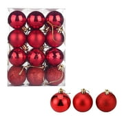 Twfbrm 24pcs Box Sets Mini Christmas Ball Ornaments 4cm/1.57" Shatterproof Christmas Balls with Bright Matte Powder Electroplated Colored Hanging Ball Decorations