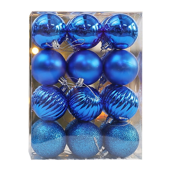 Twfbrm 24pcs Mini Christmas Ball Ornaments with Strings, 4cm/1.57" Small Shatterproof Plastic Christmas Balls Hanging Decorations for Xmas Tree, Wreath, Garland