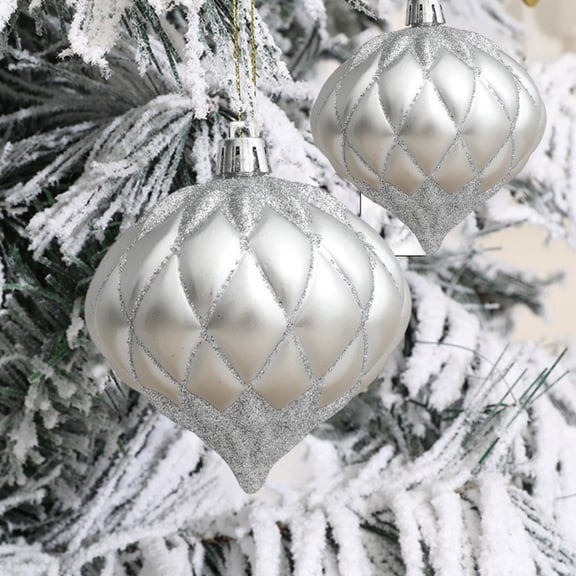 Twfbrm 3 Pcs Christmas Ball Ornaments for Xmas Tree, 3.5" Shatterproof Onion Shape Decorative Ball Pendants, Glitter Christmas Decorations Christmas Tree Hanging Baubles for Party Wedding Holiday