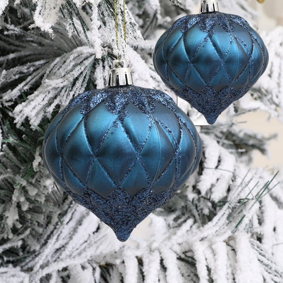 Twfbrm 3 Pcs Christmas Ball Ornaments for Xmas Tree, 3.5" Shatterproof Onion Shape Decorative Ball Pendants, Glitter Christmas Decorations Christmas Tree Hanging Baubles for Party Wedding Holiday