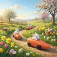 thumbnail image 1 of Twfbrm 3 Pcs Easter Bunny Figurines, Easter Decorations, 4.3 Inch Resin Decorative Rabbit Statues with Carrot Car, Farmhouse White Bunny Tabletop Ornaments Spring Decor for Home Office Shelf Garden, 1 of 9