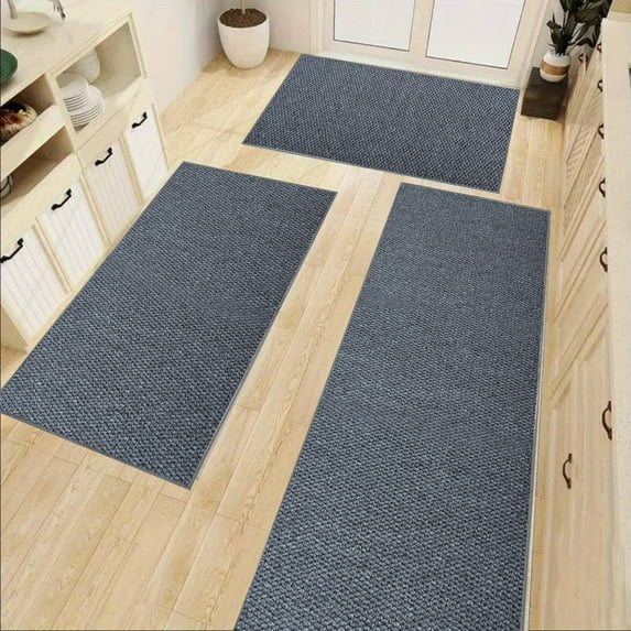 Twfbrm 3 Pcs Farmhouse Kitchen Rugs and Mats Set, Non-Slip Cotton Linen Kitchen Floor Mats, Absorbent & Stain Resistant Kitchen Runner Rugs Machine Washable for Front of Sink(16"x24",16"x32",16"x47")