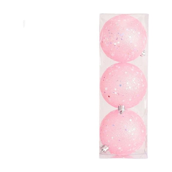 Twfbrm 3-piece Clear Pink Christmas Ornaments Balls 8cm/3.14in Holiday Ball Set Christmas Tree Decoration Pack Festive Ball Ornaments Bundle Ball Ornament Collection Christmas Ornament
