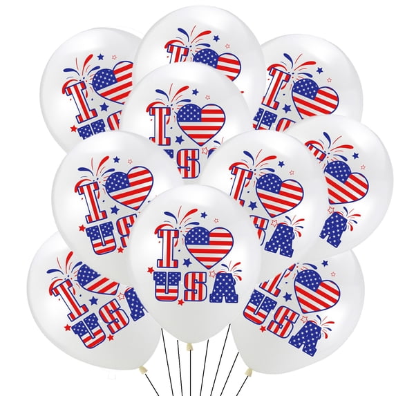 Twfbrm 30 Pcs 4th of July Balloons Set, 12 Inch Star and Stripes White Latex Balloons with Confetti, USA Themed Balloons Scene Layout Prop Independence Day Patriotic Party Decorations for Celebration