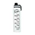 thumbnail image 1 of Twfbrm 32 oz Glass Water Bottles with Time Marker, 1 Liter Leak-Proof Motivational Drinking Bottles with Silicone Sleeve and Handle, BPA-Free Reusable Wide Mouth Water Flask for Travel Gym Office, 1 of 6