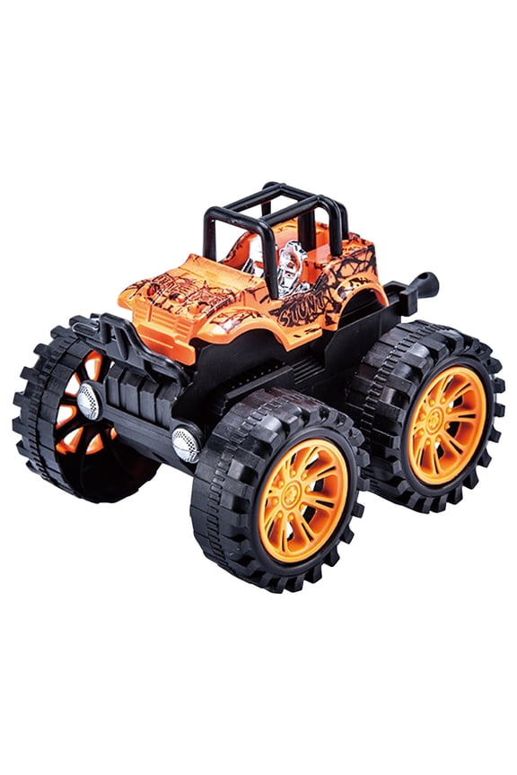 Twfbrm 360° Rotating Trucks Toys - Friction Powered Mini Push and Go Car Truck Playset Inertia Vehicle Toddler Toys for Boys Girls Aged 3 4 5 Yrs Gifts for Kids Birthday Christmas -Orange