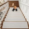thumbnail image 1 of Twfbrm 4 Pcs Stair Treads for Wooden Steps, 8"x30" Non-Slip Indoor Stair Runner Rugs with Rubber Backing, Soft Polyester Edging Stair Mats Reusable Adhesive Washable Carpet for Kids Elders and Pets, 1 of 6