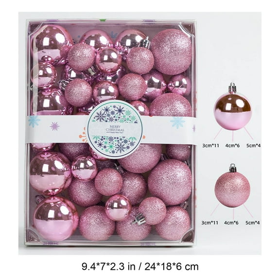 Twfbrm 42Pcs Christmas Tree Ornaments, 3/4/5cm Shatterproof Shiny and Polshed Glossy Christmas Ball Decor - Xmas Tree Hanging Balls for Holiday Wedding Party Christmas Decorations (Pink) on Clearance