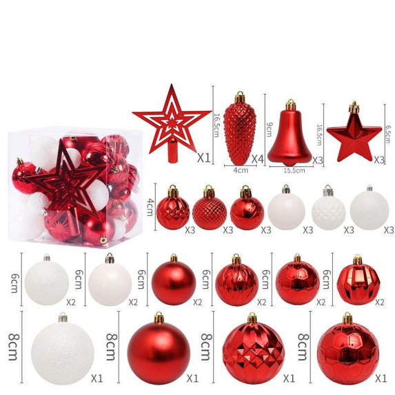 Twfbrm 45pcs Christmas Ball Ornaments Tree Top Star Christmas Set Christmas Tree Hanging Set Gift Pack Christmas Tree Decoration Balls Christmas Arrangement