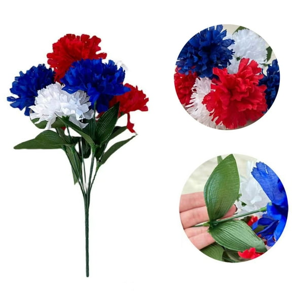 Twfbrm 4th of July Artificial Memorial Flowers Red White and Blue Flowers, Patriotic Memorial Day Flower for Cemetery Grave Independence Day Decor Home Kitchen Party Decoration