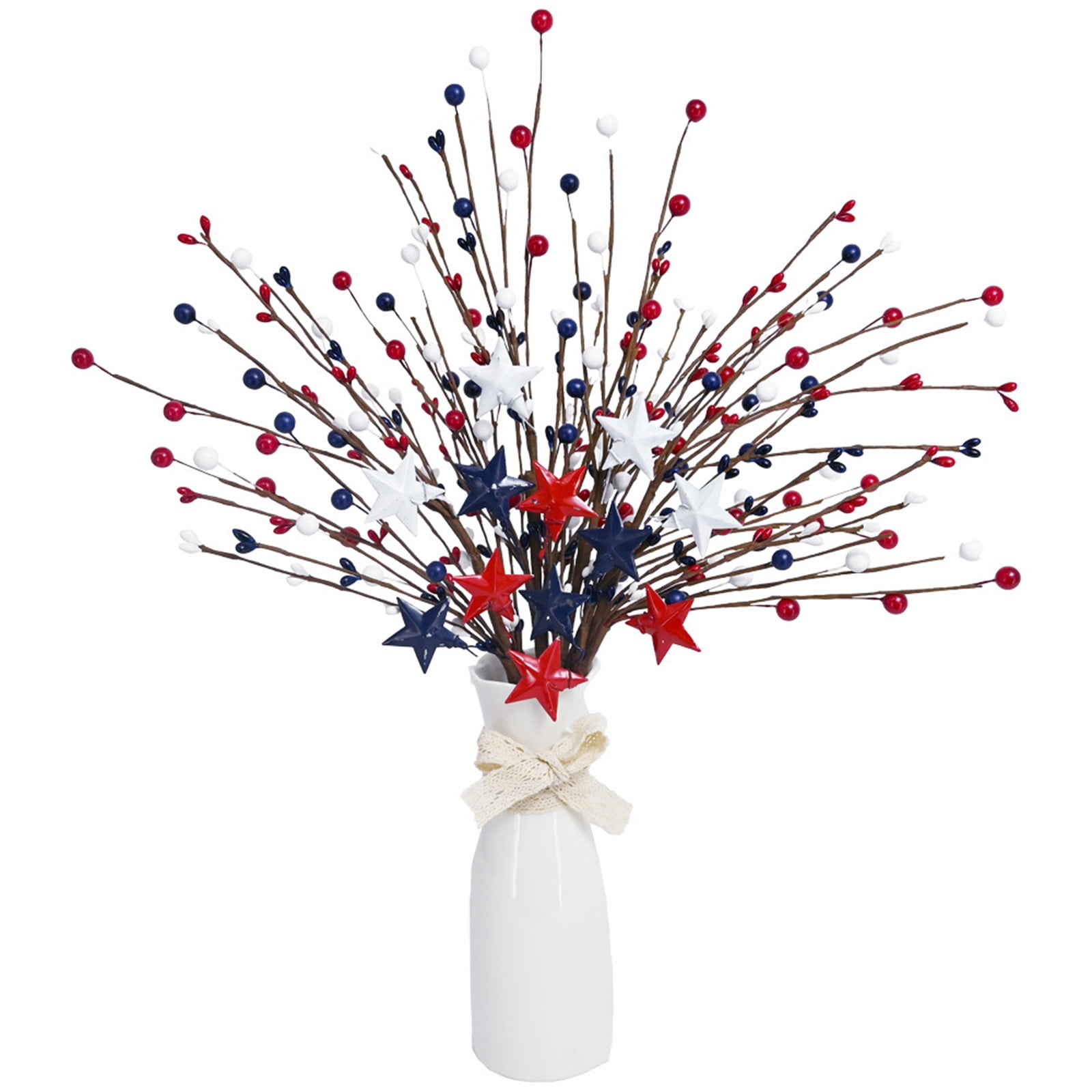Twfbrm 4th of July Artificial Memorial Flowers Red White and Blue ...