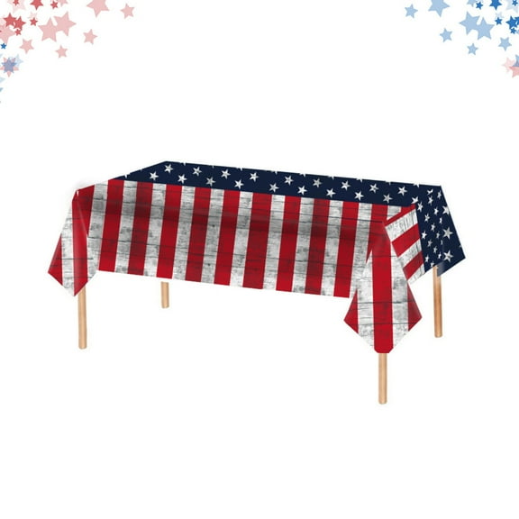 Twfbrm 4th of July Disposable Tablecloth, 54x108 Inch Star and Stripes Rectangle Plastic Table Cloth, Waterproof Patriotic Table Cover Independence Day Table Decorations for Party Dining Birthday