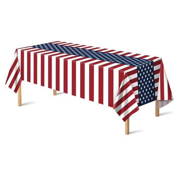 Twfbrm 4th of July Disposable Tablecloth, 54x108 Inch Star and Stripes Rectangle Plastic Table Cloth, Waterproof Patriotic Table Cover Independence Day Table Decorations for Party Dining Birthday