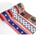 thumbnail image 1 of Twfbrm 4th of July Patriotic Ribbon Rolls, 2.5" x 5 Yards Stars and Stripes Wired Edge Ribbon, Red White and Blue Burlap Ribbon Independence Day Decorative Wrapping Ribbon for DIY Crafts Gift Wrapping, 1 of 9