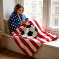 thumbnail image 1 of Twfbrm 4th of July Patriotic Throw Blanket, American Flag and Football Pattern Flannel Blankets, Soft Warm and Lightweight Independence Day Decorative Blankets for Couch, Sofa, Bed, Car, Chair, 1 of 9