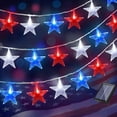 thumbnail image 1 of Twfbrm 4th of July Star String Lights, 21.3 Ft 30 LED Red White and Blue Star Shaped Hanging Lights, Solar Powered Waterproof Decorative Fairy Light Patriotic Decorations for Garden Porch Patio, 1 of 9