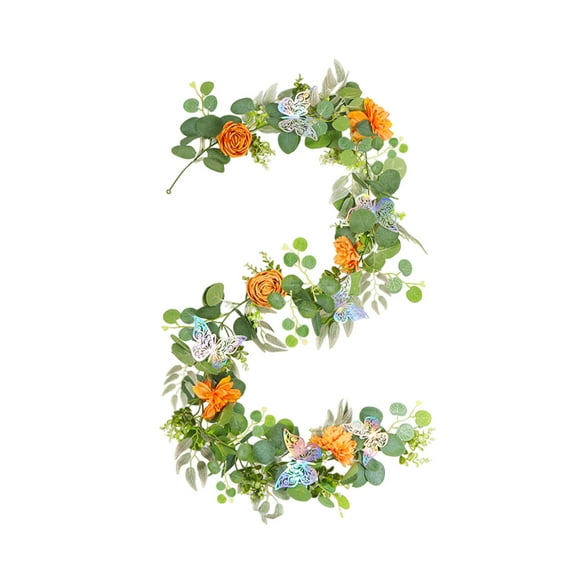Twfbrm 5.9FT Flower Garland Artificial Butterfly Vines Flowers Garland for Bedroom, Greenery Hanging Flower Vines Floral Garland Decorations for Wedding Party Wall Room Decor
