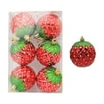 thumbnail image 1 of Twfbrm 6 Pcs Christmas Balls Ornaments, Christmas Tree Decorations 2.36" Glitter Red Strawberry Shaped Decorative Ball Pendants, Shatterproof Xmas Tree Hanging Baubles for Party Wedding Holiday, 1 of 6