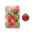 thumbnail image 1 of Twfbrm 6 Pcs Christmas Balls Ornaments, Christmas Tree Decorations 3.15" Glitter Red Strawberry Shaped Decorative Ball Pendants, Shatterproof Xmas Tree Hanging Baubles for Party Wedding Holiday, 1 of 6