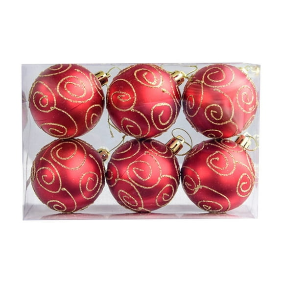 Twfbrm 6 Pcs Christmas Tree Balls, 2.36" Shatterproof Christmas Ornament, Christmas Decorations for Christmas Tree Hanging Decorative Bauble Set for Home Party Wedding Decor - Red