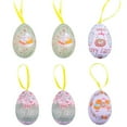thumbnail image 1 of Twfbrm 6 Pcs Easter Eggs Ornaments, 2.4 inch Floral Bunny Print Easter Hanging Egg with Ropes, Easter Basket Stuffers Handmade Farmhouse Decorative Eggs Baubles Spring Decorations for Tree Party Home, 1 of 7