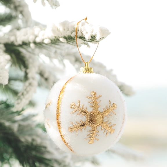 Twfbrm 6 Pcs Velvet Christmas Balls Bulk Flocked Christmas Tree Ball Ornaments Plastic Balls Xmas Hanging Ornaments Christmas Decorations For Holiday Home Tree Decor(Creamy White, 2.36In) on Clearance