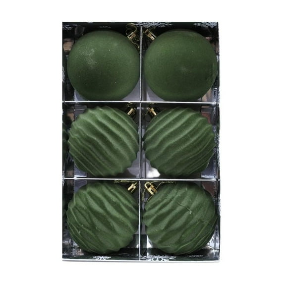 Twfbrm 6 Pcs Velvet Christmas Balls Ornaments, Christmas Tree Decorations 3.15" Shatterproof Flocked Decorative Ball Pendants, 3 Style Large Xmas Tree Hanging Baubles for Party Wedding Holiday