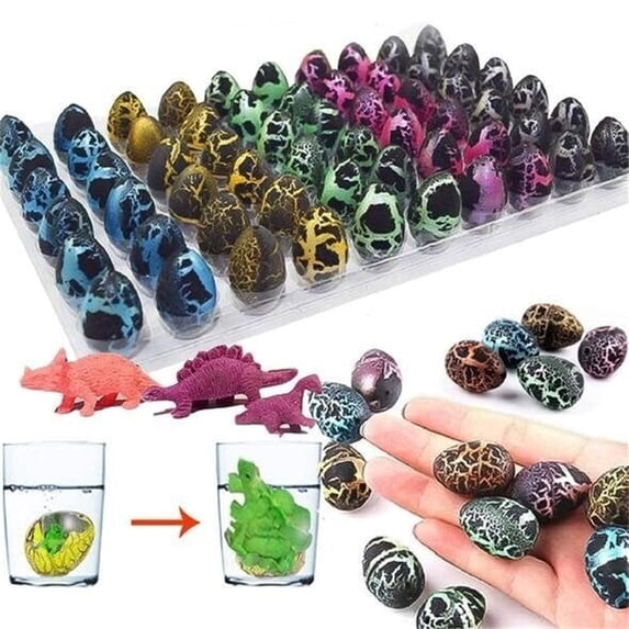 Twfbrm 60 Pack Hatching Dinosaur Eggs for Kids, Assorted Color Small Dinosaur Eggs Toys Grow in Water Crack Eggs with Dinosaur Inside, Science Surprise Easter Eggs Party Favor Easter Basket Stuffers