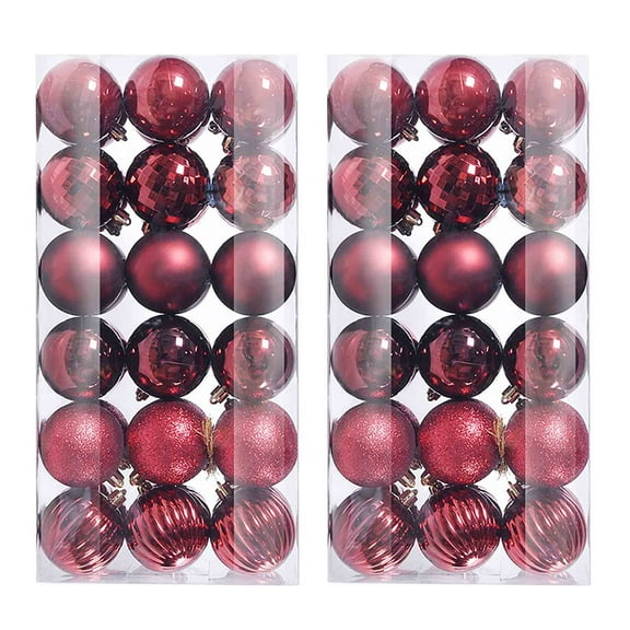 Twfbrm 72PCS Christmas Ball Ornaments-Red Champagne Mini Christmas Balls Bauble Shatterproof Christmas Tree Decorations Hanging Home Party Ornament Decor,4CM/1.57"